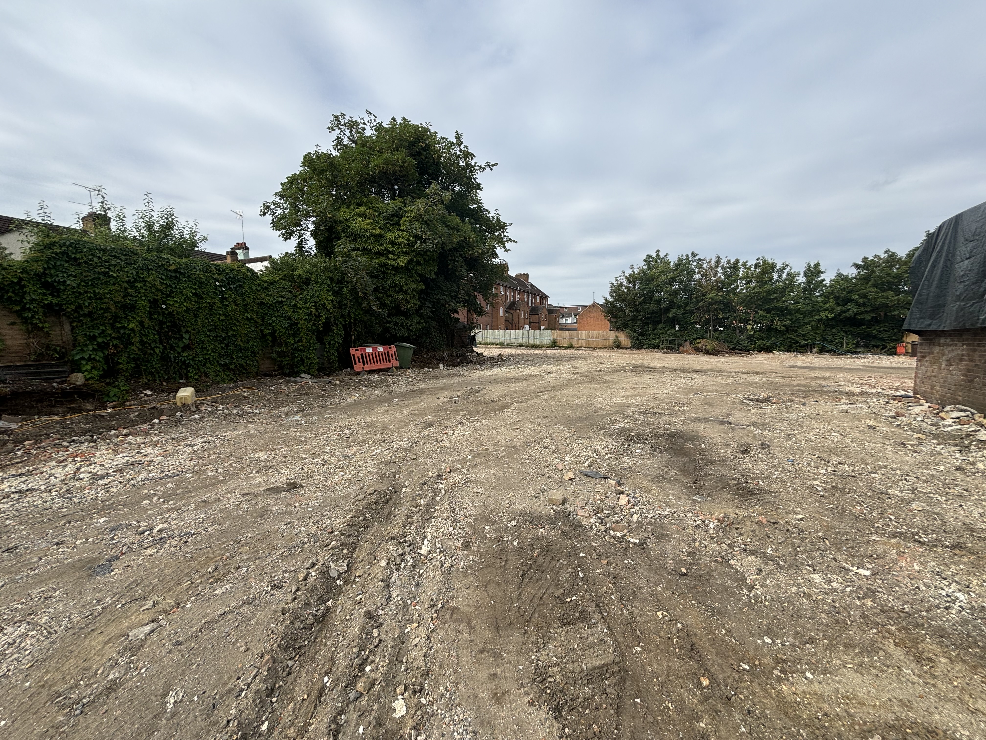 Site cleared rear boundary view